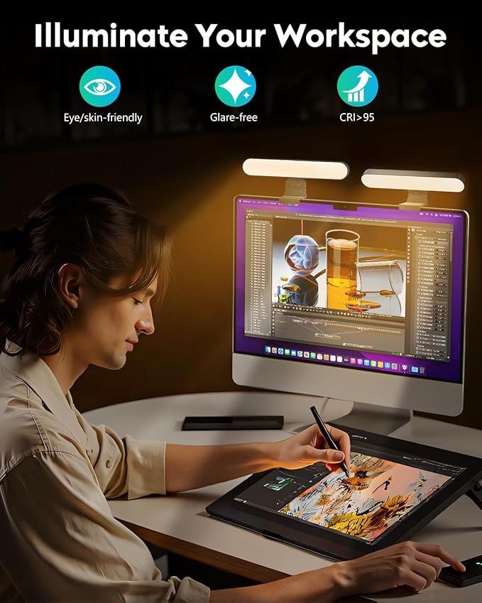 UBeesize Dual Webcam Light for Monitor, Video Conference Lighting with Adjustable Stand, USB Powered Streaming Light with Adapter, Ring Light for Computer Laptop, Zoom Lighting for Video Calls 2 Pack