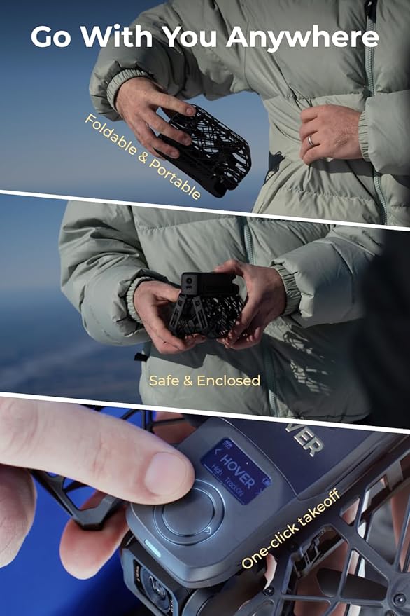 HOVERAir X1 PRO 4K Drone with Camera, Foldable Action Flying Camera with 42 KM/H Follow Speed, 15+ Fully Automatic Flight Modes, Fly Anywhere with OmniTerrain, SmoothCapture 2.0(Fly Joy Combo)