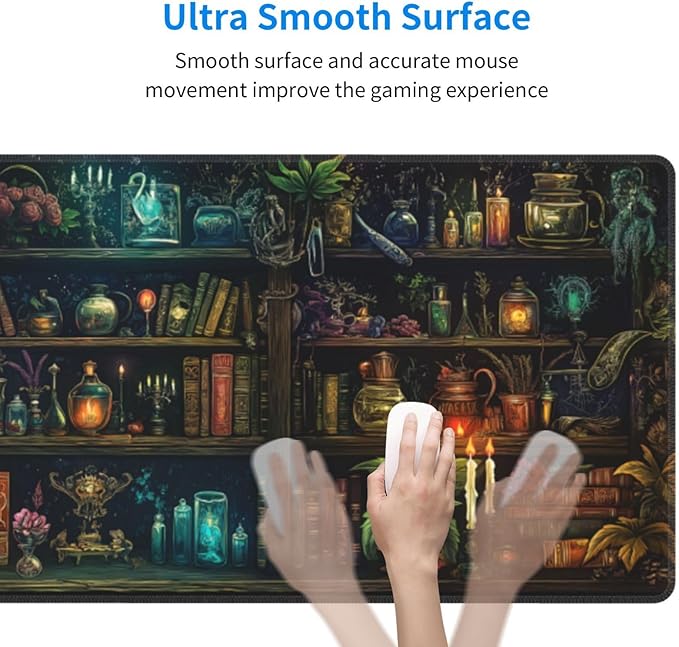Library Mysterious Mouse Pad XL Large Mousepad Non Slip Rubber Base Desk Mat for Laptop Computer Gaming 31.5" X 12"