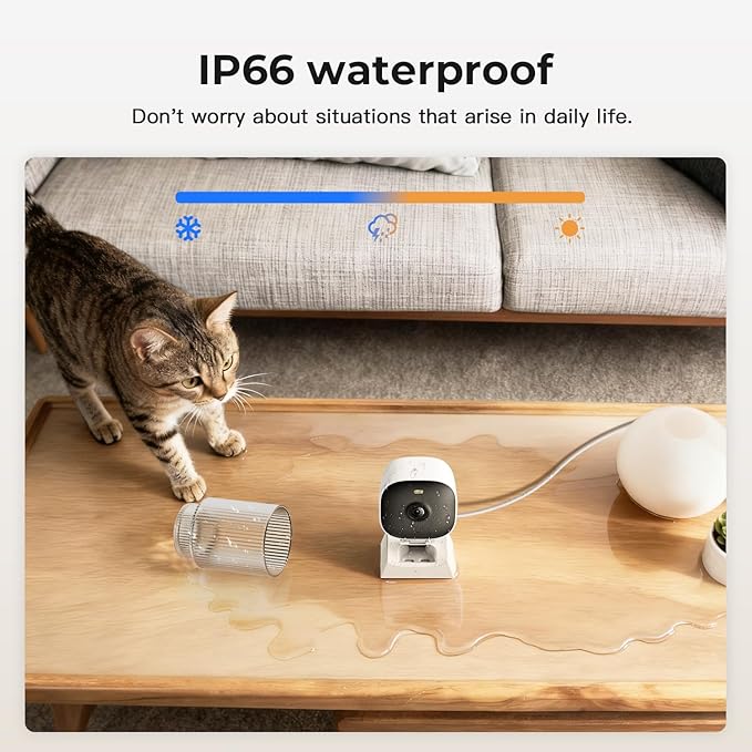 2K Cameras for Home Security,Indoor/Outdoor for Baby/Elder/Pet Monitoring with Phone app,Wired Plug&Play,Color Night Vision,2-Way Audio & 24/7 Recording,Support 128G Card ( Not Included),4-Pack