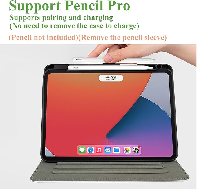 Vimorco for iPad Pro 11-inch Case M5/M4 2025/2024, for iPad Pro Case 11 Inch M5/M4 Pencil Holder/Hand Strap/Pocket/Screen Protection Band, 3 Adjustable Angles, Auto Sleep/Wake, Beach Blue Ocean