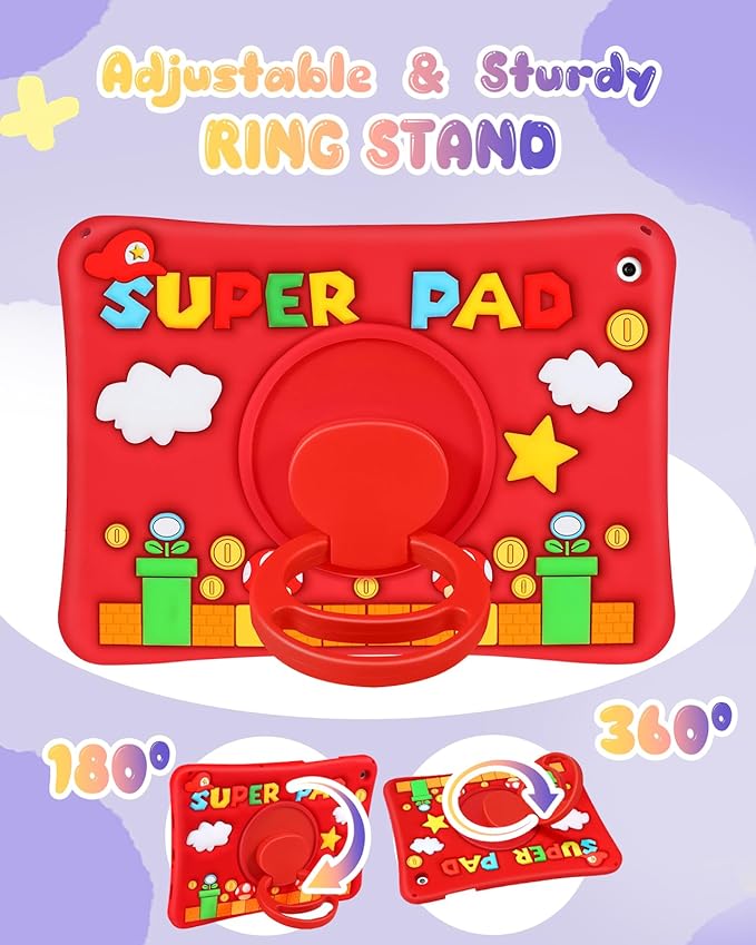 Lotadilo Cute Case for Galaxy Tab A9 Plus 11 Inch 2023 - Silicone 3D Design for Girls Women Teens Girly Kawaii Funny Cartoon Soft Stand with Lanyard for Samsung A9 Plus Tablet Case, Red