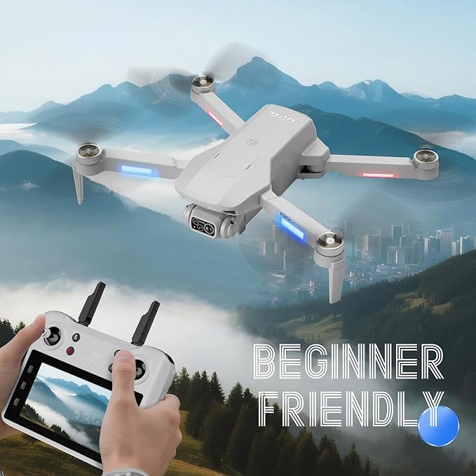 4DF8 GPS Drone with 4K HD Camera, White, 5GHz FPV Transmission, 4.5" LCD Screen on Controller,60 Min Flight Time, Brushless Motor, for Beginners,32GB memory card