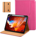 DTTO for iPad Pro 11 inch Case (M5/M4) 2025/2024, Premium Leather Business Folio Stand Cover with Pencil Holder - Auto Wake/Sleep and Multiple Viewing Angles, Rose Red