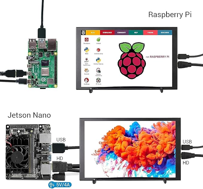 ELECROW 8 Inch Touchscreen Monitor, 1280x800 IPS LCD HD Display with Stand, Portable Capacitive Touch Screen Compatible for Raspberry Pi 3/4/5, Win 11/10/8/7, Jetson Nano, laptops, Game Consoles