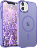 SUPFINE Magnetic for iPhone 12 Mini Case & iPhone 13 Mini Case (Compatible with MagSafe) (Military Grade Drop Protection) Slim Translucent Matte Shockproof Phone Cover,Purple | Magnetic, Slim, Translucent, Matte
