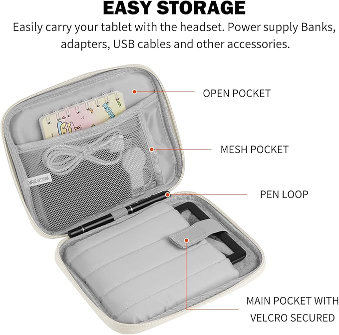 HoYiXi Universal Sleeve Bag for 6",6.8",7" Kindle Paperwhite/Colorsoft 2024-2012 Compatible with 6"-6.8" All-New Kindle/Kobo/Tolino/Sony,6" EReader with Anti-Drop Protective Cover,White