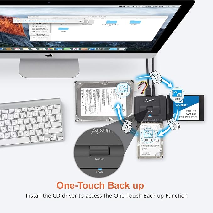 Alxum SATA IDE to USB C Hard Drive Adapter with Power,SATA Adapter External Hard Disk Reader for 2.5/3.5 inch IDE