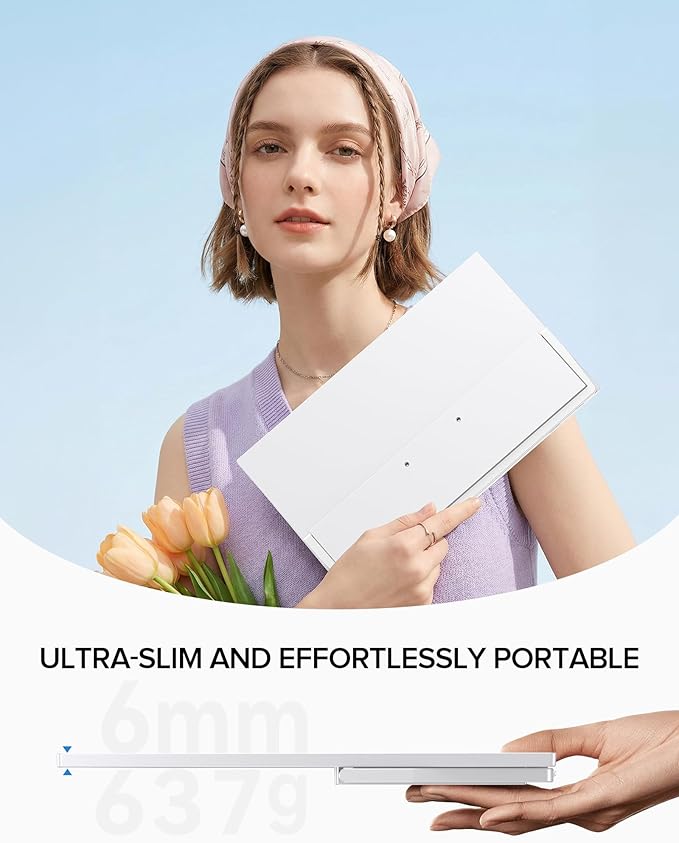 UPERFECT Portable Monitor 15.6", 125% sRGB 1080P Laptop Monitor, Ultra-Slim White Display, USB-C & MINI HDMI, 350 Nits, VESA & Case, Travel Small Second Screen for Computer, Mini PC, Game Consoles
