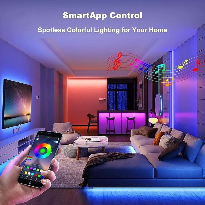 phopollo Bluetooth 24V Led Strip Lights 300ft (3 Rolls of 100ft), Color Changing LED Lights for Bedroom, Kitchen Decor, App Control and Music Sync