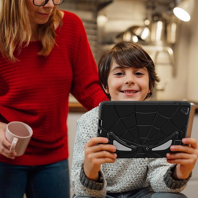 AKABEILA Compatible with Apple iPad 9.7 5th/6th(2017/2018)/iPad Air 2/iPad Pro 9.7 Tablet Case，Lightweight Shockproof Rugged Protective Cover with Kickstand for Kids Children Boys Babies Black