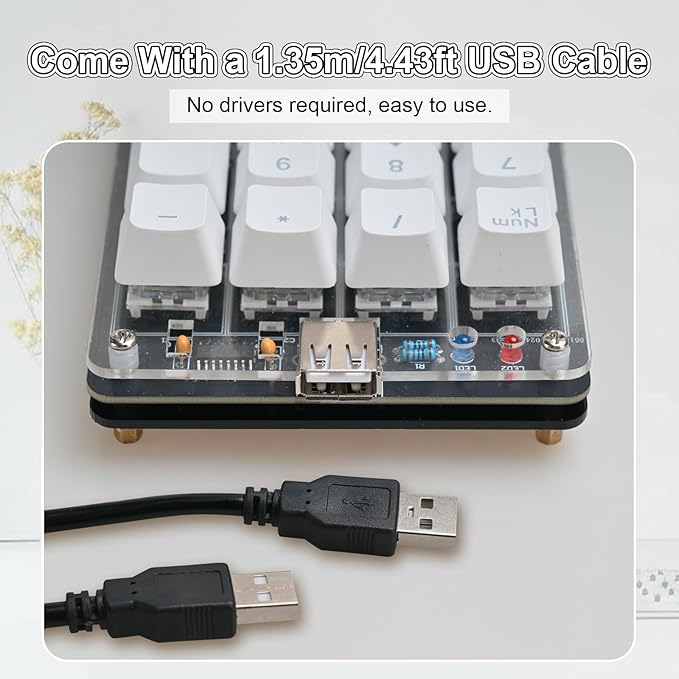 Icstation Numeric Keypad Soldering Practice Kit, 17 Key USB Hot-Swappable Blue Switches Mechanical Number Pad with PBT Keycaps STEM Soldering Project for School Learning Hobbyists Laptop PC Computer