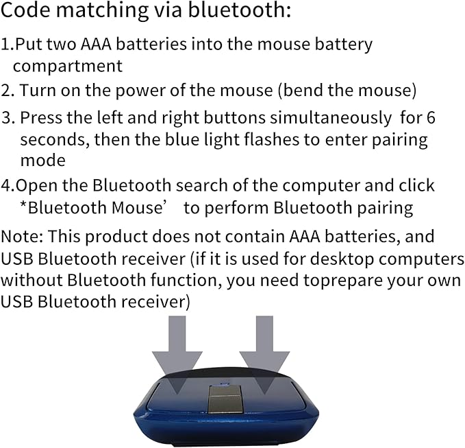 Bluetooth Arc Touch Travel Mouse Foldable Slim and Portable Mini Wireless Computer Mouse Folding Optical Mice for Microsoft Laptop Notebook Tablet - Black & Blue