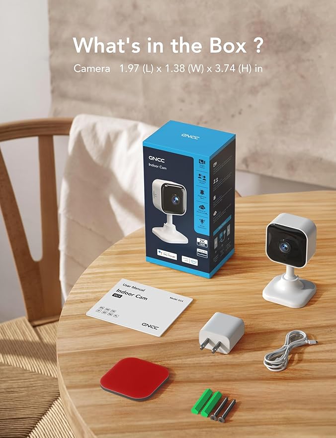 GNCC 2K Cameras for Home Security Indoor, 2.4G/5G Pet Cam with Phone App, Mini Dog Camera w/Motion Detection, 2 Way Audio, Works with Alexa, Cloud Subscription Required, Fixed View, Plug-in, 4Pack