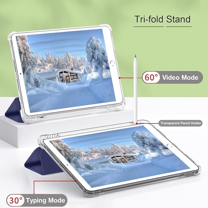 Case for iPad Pro 9.7 Only(Old Model 2016), Lightweight Slim Auto Sleep/Wake Trifold Stand Smart Cover, Soft TPU Frosted Translucent Back Pencil Holder Case for iPad Pro 9.7 Inch, Navy Blue