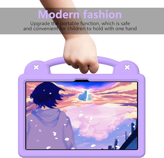 AKABEILA Compatible with Honor Pad X9a 2025 11.5 inch Tablet Case, Kids Friendly Universal Lightweight Shockproof Protective Case with Shoulder Strap & Stand Handle Light Purple