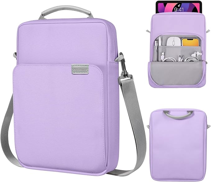 MoKo 9-11 Inch Tablet Sleeve Bag Handle Carrying Case with Shoulder Strap Fits iPad Pro/Air/A16 11 inch,iPad 10th 10.9,i-Pad 9/8/7th 10.2,iPadAir 5/4th 10.9,i-Pad 9.7,Tab S8/S9 11", Purple