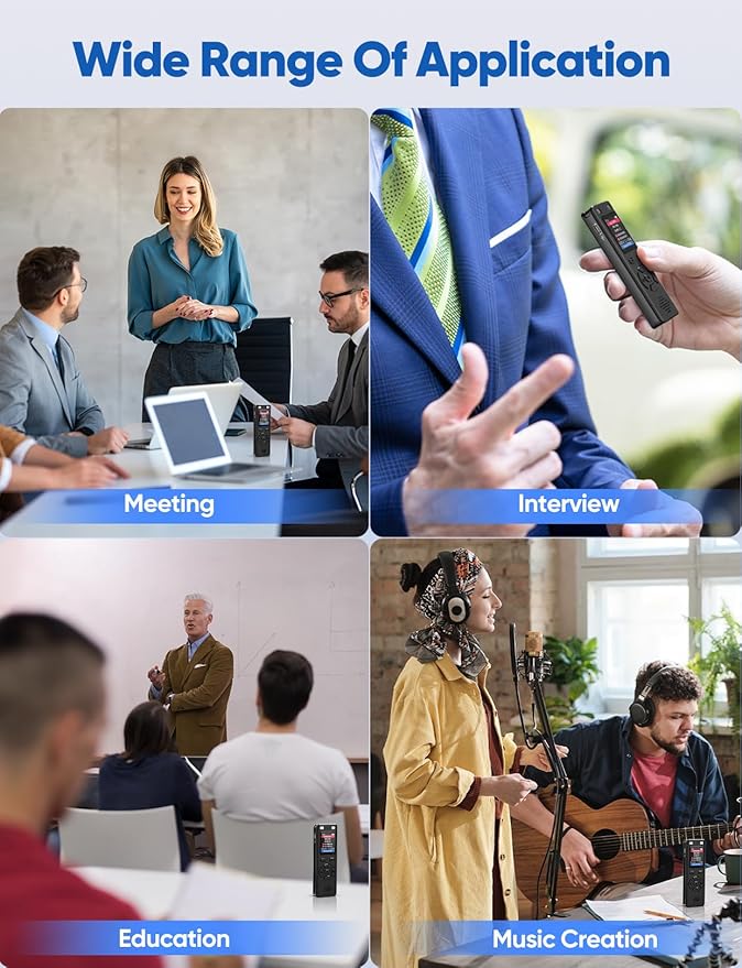 Voice Recorder - 128GB 9280 Hours Voice Activated Recorder Device with Playback, Noise Reduction, MP3 Player & Password - for Lectures, Meetings, Interviews
