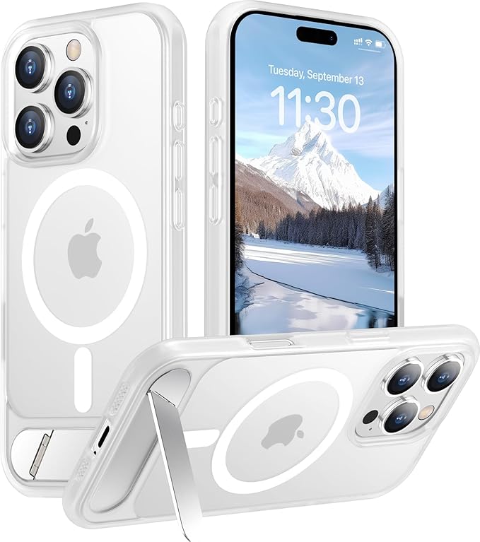 Magnetic Compatible with iPhone 16 Pro Case, [Built-in Invisible Kickstand][Compatible with MagSafe][Military Grade Shockproof] Slim Translucent Matte Phone Case for iPhone 16 Pro 6.3"