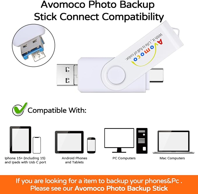 3.1 512GB 3 in 1 High Speed Photo Backup Flash Drive for iPhone 15/16/17 with Type C/USB-C Port, Photo Stick for Android Phones with OTG Function