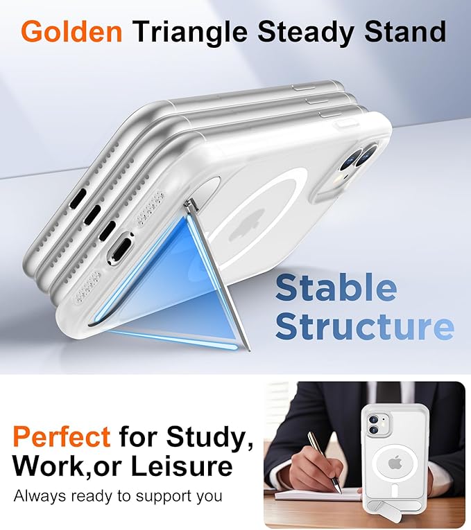 Magnetic Compatible with iPhone 11 Phone Case, [Built-in Invisible Kickstand][Compatible with MagSafe] [Military Grade Shockproof] Slim Translucent Matte Phone Case for iPhone 11 6.1"