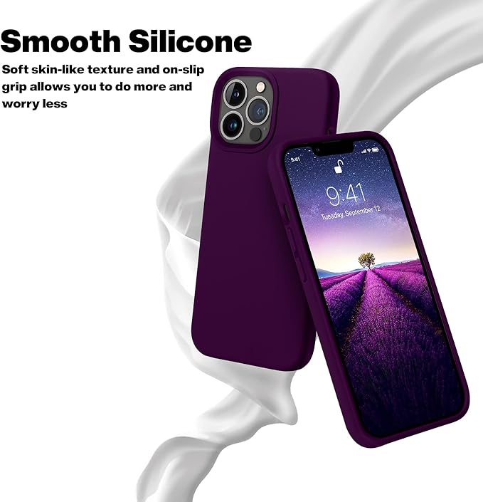 OTOFLY Compatible with iPhone 13 Pro Case,Liquid Silicone Slim Protective Shockproof Phone Case Cover with Anti-Scratch Microfiber Lining, 6.1 inch (Purple)