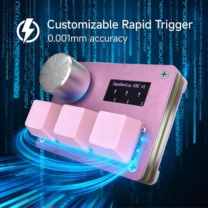 O3C Rapid Trigger Hall Effect Keyboard Suitable for OSU and Geometry Dash Rhythm Game Macro Keypad with Magnetic Linear Switches (Pink, Gateron Jade Pro Green Switch)