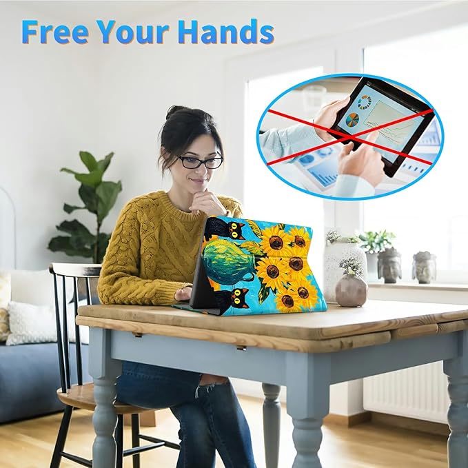 for Case for 6" Kindle 10th Generation 2019 Release (Model No J9G29R) E-Reader Case, Slim Kickstand Stand Leather Smart Cover with Auto Wake/Sleep, Art Turtle