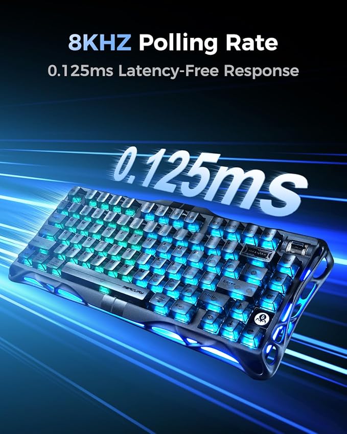 GravaStar Mercury V75 Gaming Keyboard – Hall‑Effect Magnetic‑Switch Keyboard, 8000 Hz Polling, 0.005RT, Wired USB-C, Adjustable Actuation, Semi‑Aluminum Chassis (Stealth Black, V75)