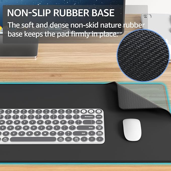 KTRIO Large Gaming Mouse Pad Desk Mat, Superior Micro-Weave Cloth for Precise Mouse Control, Non-Slip Rubber Base, Stitched Edges, Water-Resistant, for Gamer, Office & Home, 31.5" x 11.8" inches