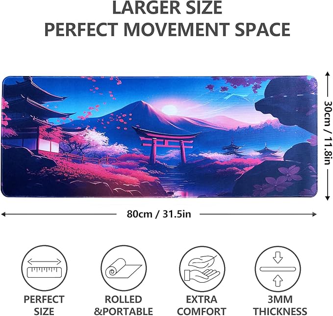 Gaming Mouse Pad XL XXL with World Map(31.5 x 11.8in),Desk Mat&Large Mouse Pad Keyboard Mat 3MM Anti Slip and Waterproof Rubber Mouse Pad(Land of Dreams)
