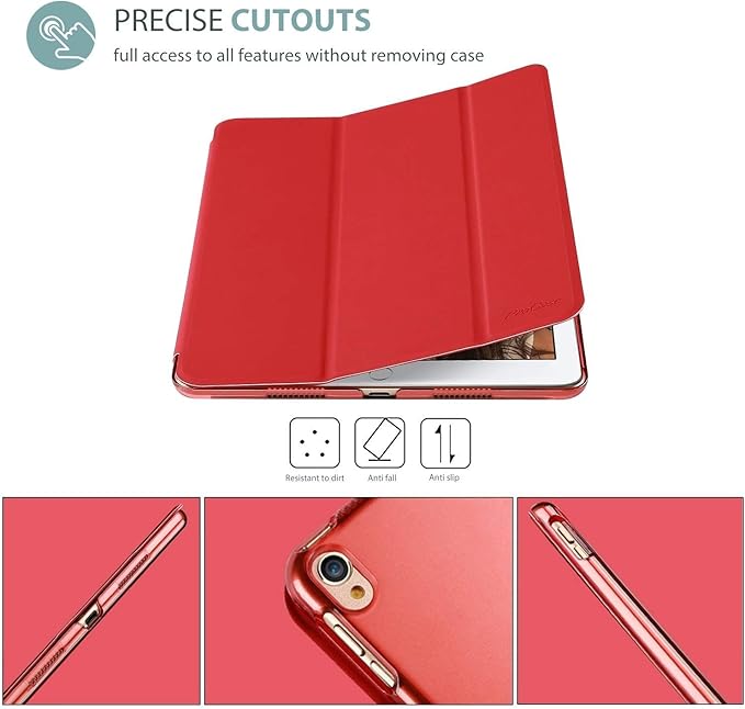 ProCase Smart Case for 10.5” iPad Air 3rd Generation 2019 / iPad Pro 2017, Slim Stand Cover with Translucent Frosted Back for iPad Air 3 -Red