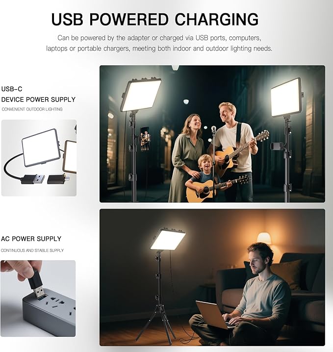 1-Pack LED Video Light Kit, NiceVeedi Photography Lighting Kit, 2800-6500K Dimmable Studio Light with Tripod Stand & Phone Holder, 73" Stream Light for Video Recording, Game Streaming, YouTube