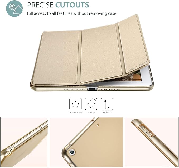 ProCase Smart Case for iPad 9.7 Inch iPad 6th/5th Generation 2018 2017(Model: A1893 A1954 A1822 A1823), Ultra Slim Lightweight Stand Cover with Translucent Frosted Back -Gold