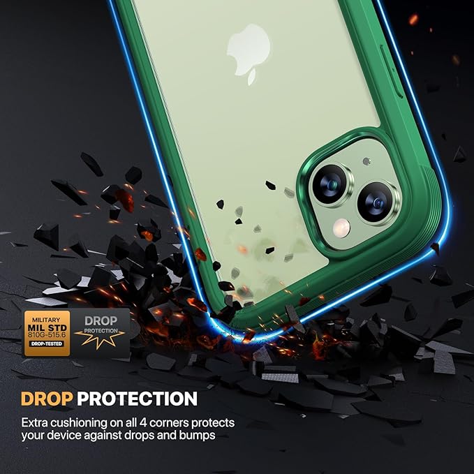 Diaclara Designed for iPhone 15 Plus Case 6.7 Inch, Full-Body Clear Bumper Cases w/Built-in Screen Protector, 360 Protective Rugged Case + Glass Camera Lens Protector,Mint Green