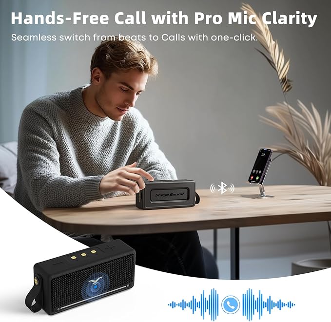 Portable Bluetooth Speakers 40W, IP67 Waterproof Wireless Rugged Speaker with Active Extra Bass, AUX/USB Input, Bluetooth 5.3, Dual Pairing, 12H Playtime for Outdoor, Beach, Travel, Home & Garage