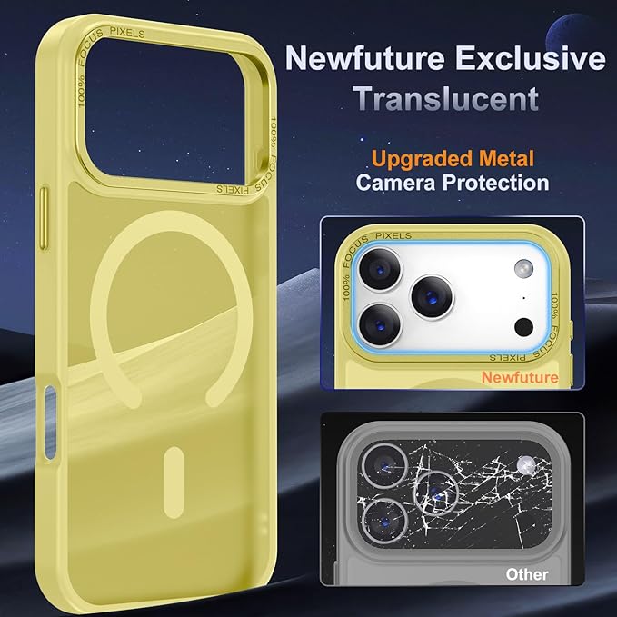 Newfuture Magnetic for iPhone 17 Pro Case [Compatible with Magsafe] [Military Grade Drop Protection] Translucent Matte Anti-Scratch Shockproof Protective Phone Case for iPhone 17 Pro 6.3 Inch, Yellow