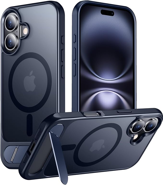 Magnetic Compatible with iPhone 16 Plus Case, [Built-in Invisible Kickstand][Compatible with MagSafe] [Military Grade Shockproof] Slim Translucent Matte Phone Case for iPhone 16 Plus 6.7"