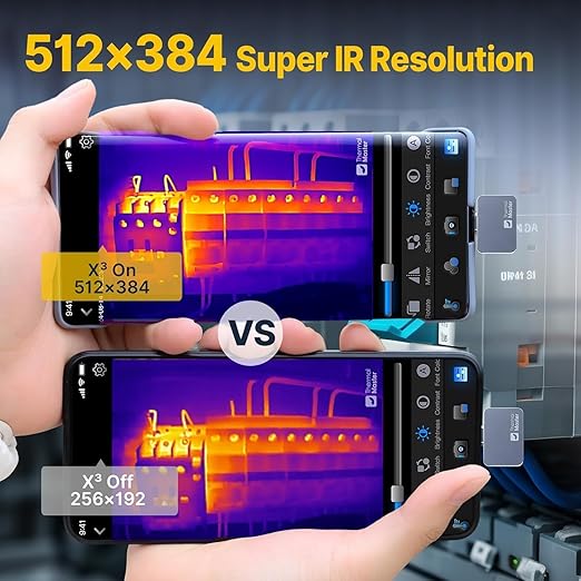 Thermal Camera for iPhone, P2 Pro Thermal Imager with Macro Lens, 512×384 IR Resolution Infrared Camera, 15X Zoom, -4℉ to 1112℉ Temp Range Thermal Imaging Camera for iOS Lightning
