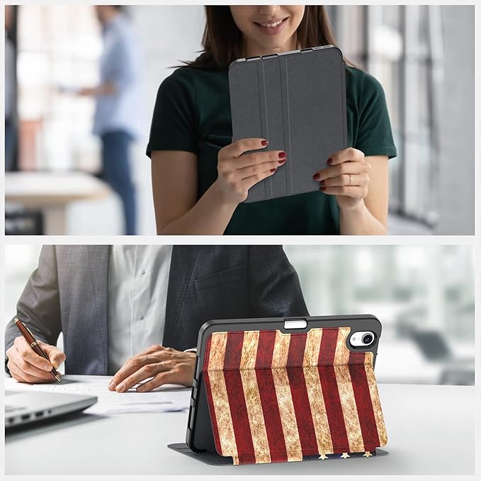 Supveco Case for iPad mini 7 (A17 Pro) 2024/iPad Mini 6 2021 8.3 Inch with Pencil Holder-[Auto Wake/Sleep],Slim Protective Case with Soft TPU Back Cover for iPad mini 7th/6th Generation-Flag