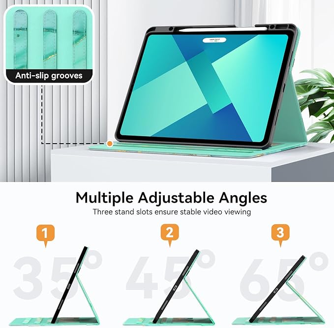 Zonefoker Case for New iPad Pro 12.9 inch 6th/5th/4th/3rd Generation 2022/2021/2020/2018, 12.9'' ipad Pro Leather Folio Protective Cover 6/5/4/3 Gen with Pencil Holder, Auto Wake/Sleep, Marble Green