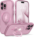 CAPRARO for iPhone 16 Pro Max Case with 360° Spin Magnetic Stand for Women, [Compatible with MagSafe] [Full Camera Protection] Cute Wave Translucent Matte Case for iPhone 16 Pro Max, Black Currant