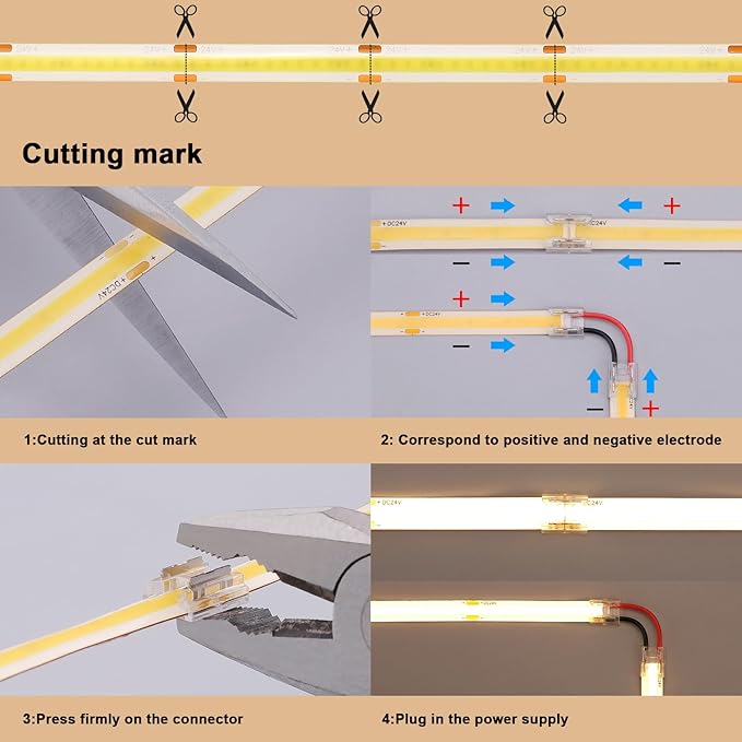 BENLUN 24V COB LED Strip Light 65.6ft (2 Rolls of 32.8ft) Kit, 3000K Warm White Cuttable 11W/M 312LEDs/M CRI 93 LED Tape Lights with Power Supply for Bedroom Kitchen Living Room Ceiling