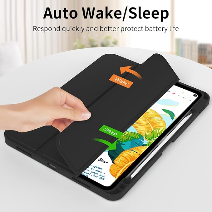 for iPad Pro 12.9 Inch Case 6th/5th/4th Generation (2022/2021/2020) with Pencil Holder, Smart Stand Cover with Soft TPU Back for iPad Air 13 inch Case, Auto Sleep/Wake, Black