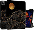 DONGKE Case for iPad Pro 12.9 inch 6th Generation 2022, Built-in Pencil Holder + Trifold Stand + Auto Wake/Sleep + Protective Cover for iPad Pro 12.9 5th/4th/3rd Gen - Golden Mountain