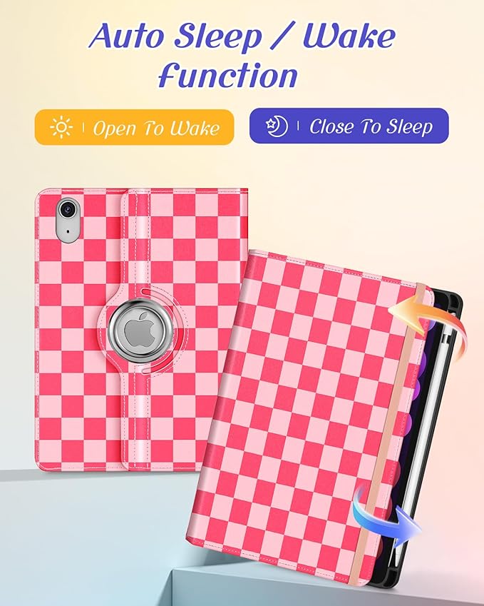 Kidcube for iPad mini 7 Case A17 Pro 2024, for iPad mini 6th Generation Case 8.3 Inch - Women Girls Cute Rotating Stand Folio Cover with Pencil Holder & Card Slot Girly Pretty Unique Teens Cover