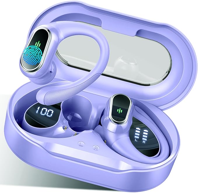 Wireless Earbuds, 2026 Bluetooth 5.4 Headphones Sport, 50Hrs HiFi Stereo Deep Bass Over-Ear buds with ENC Noise Cancelling Mic, IP7 Waterproof & LED Display Earphones with Earhooks for Workout/Running