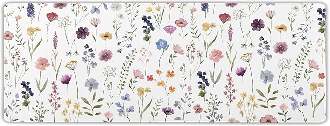 Floral Desk Mat Large Extend Mouse Pad XXL Beige Boho Desk Pad 35.4x15.7 Inch Cute Minimalist Flowers Mouse Pads Flowers Esthetics Computer Laptop Mouse Mat Non-Slip for Home Office Desktop Decor