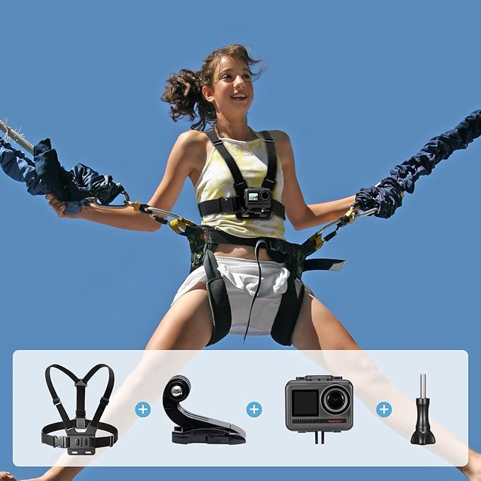 AKASO Action Camera Accessories Kit with Wrist Strap and Chest Strap Compatible AKASO EK7000/EK7000 Pro/Brave 4/Brave 4 Pro/Brave 7 LE/Brave 7/Brave 8/V50X/GoPro Hero 13 12 11 10 9/DJI Action Camera