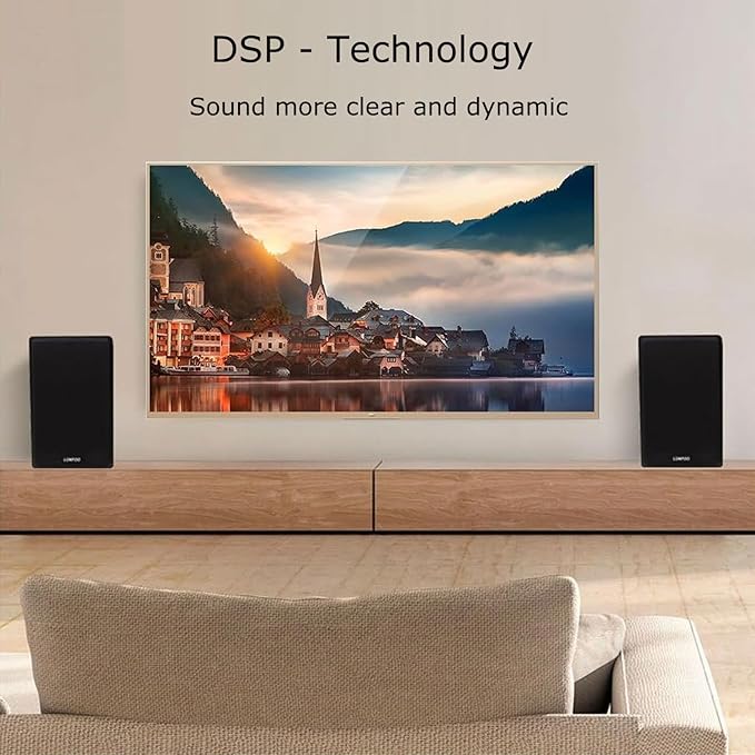 LONPOO Bluetooth Bookshelf Speakers, 60W Powered Speakers with Bluetooth/AUX-in/Optical/RCA (Black)